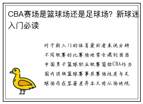 CBA赛场是篮球场还是足球场？新球迷入门必读